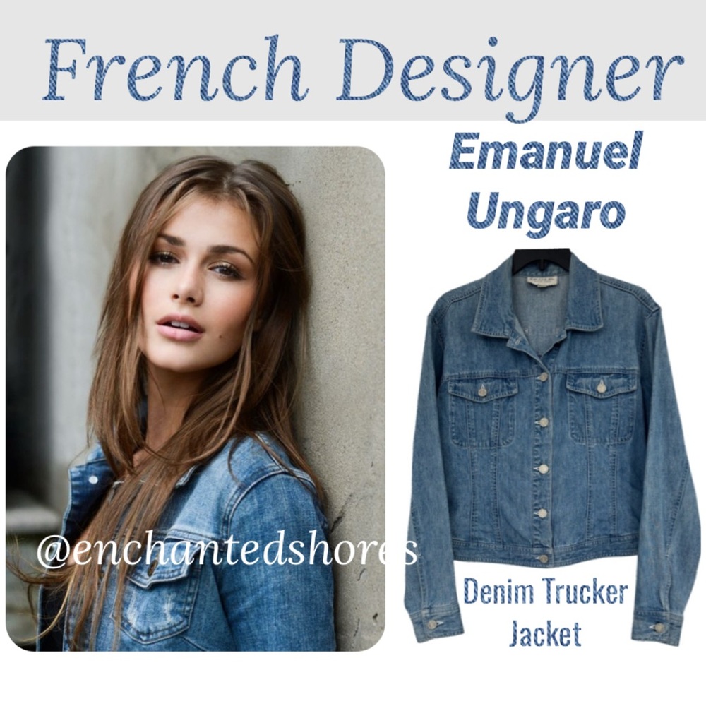 Jean Jacket French Designer Luxury Emanuel Ungaro Vintage Denim Trucker Size 8